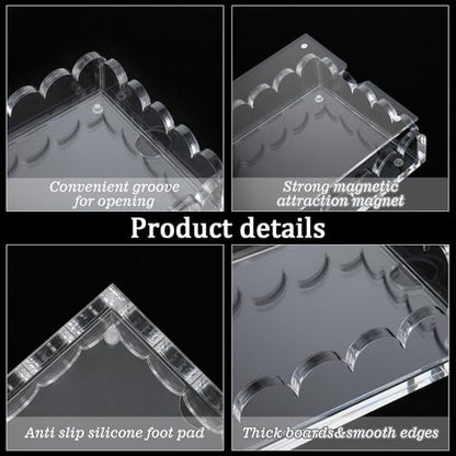 Acrylic Scalloped Tray with Magnetic Mat, 7.8x5.8 Inch Customizable Display for Photos Art Messages, Clear Serving Tray Organizer Non-Slip Base, Home Office Decor or Gift