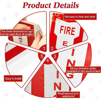 Therwen 4 Sets 3D Fire Extinguisher Sign with Down Arrow, Reflective