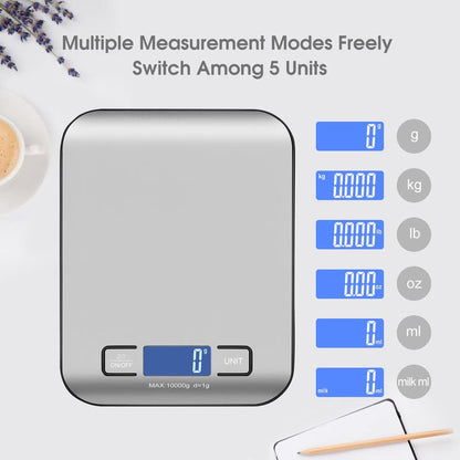 Digital Shipping Scale, Kitchen Scale Stainless Steel, Accurate 10kg/1g Rechargeable Small Postal Scale for Packages, Small Business, Handmade, Liquids, Jewelry, Boutique(Silver Black) - color: Silver black Rechargeable(10kg/1g)