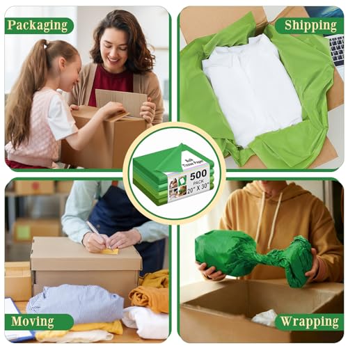 500 Sheets Green Tissue Paper Bulk 20 x 30 Inch for Football Fall Gift Bag - color: Green, size: 20 x 30 Inch