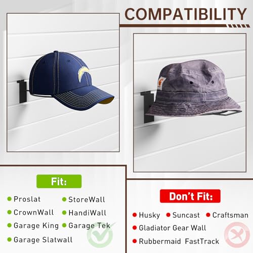 Slatwall Hat Holder, Metal Wire Hat Display Rack for Slat Board，Slatwall Accessories Hat Hook for Retail Display and Home Organization (5)
