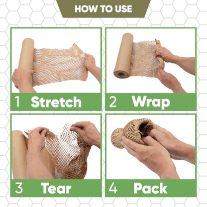 Honeycomb Packing Paper 12”x400’ Moving Supplies. Eco Friendly Bubble Paper Wrap Roll for Packing Fragile Items. Packaging Sheets for Moving. Kraft Paper Shipping Supplies. - size: 12" x 400 ft