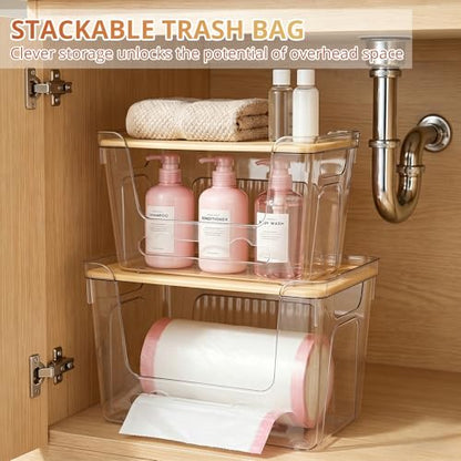 CANTAMI Plastic Trash Bag Dispenser with Lids, Stackable, 2Pack, 1XL+1S