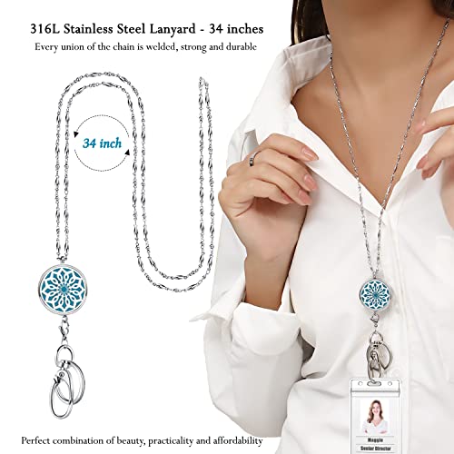 Lanyards for ID Badges for Women, Lanyard with ID Holder, Flower - color: 5-flower