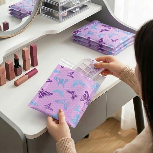 Fuxury Bubble Mailers 6x10" Pinkish-Purple Padded Envelopes 100 Pack - color: Blue-Purple Butterfly, size: 6x10" 100 PC