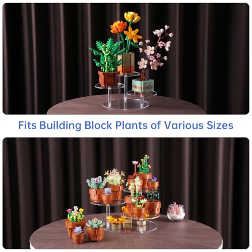 NiHome 3-Tier Acrylic Stand Risers for LEGO Botanical, Figurine Shelf Clear (Clear,4 PCS) - color: Clear,4 Pcs