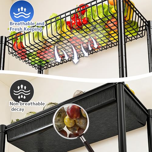 DurayLoly 7-Tier Wire Shelving Unit with Basket Shelf & Wheels - size: 72" H x 30" W x 14" D