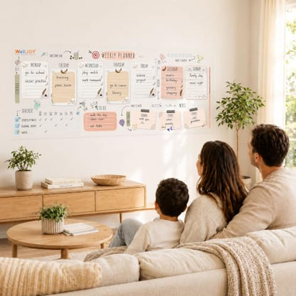 Dry Erase Weekly Calendar, 39.4x16" Weekly Dry Erase Board for Wall - style: Weekly Freehand - Multi-color