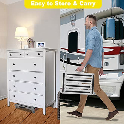 Yagud Safety RV Steps, Non-Slip Folding Adjustable Step Stool - color: Silver Black