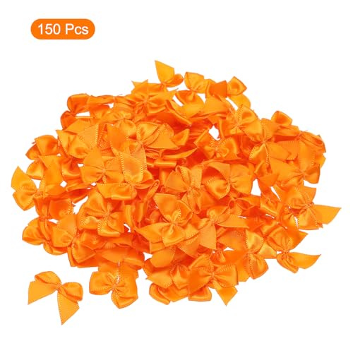 MECCANIXITY Mini Ribbon Bow 1" Mini Fabric Flower Bows Dark Orange 150Pcs - color: Dark Orange
