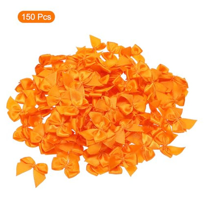 MECCANIXITY Mini Ribbon Bow 1" Mini Fabric Flower Bows Dark Orange 150Pcs - color: Dark Orange