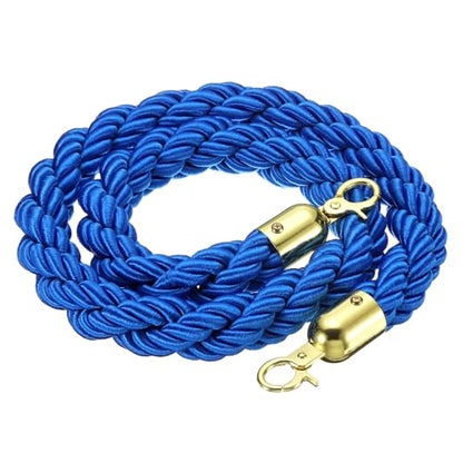 PATIKIL Stanchion Rope, 1.2m/3.9Ft Barrier Rope Twisted Post Ropes for Posts Stands Queue Divider Crowd Control of Hotel, Blue Golden - color: Blue, Golden, size: 3.9Ft