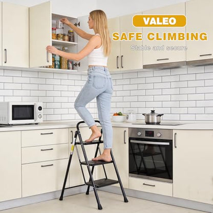 Valeo 3 Step Ladder, Folding Step Stool with Wide Anti-Slip Pedal - style: 3 Step