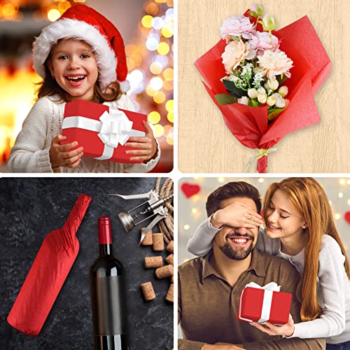 NEBURORA 60 Sheets Red Tissue Paper Set Christmas Gift Wrap Paper - color: Red