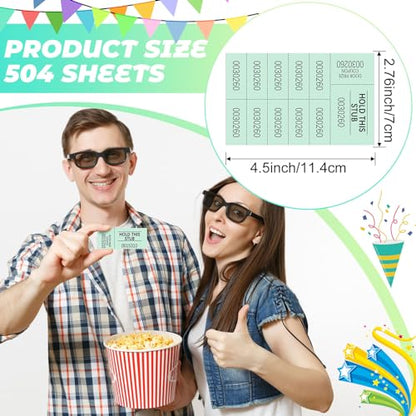 Kosiz 504 Pcs Raffle Tickets Basket Auction 10 Bid Numbers, Light Green - color: Light Green