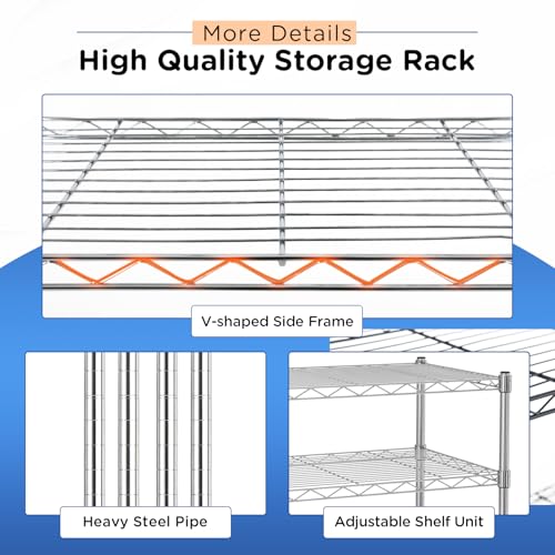 FDW | 6-Tier Wire Shelf | 23" x 13" x 59" | Chrome - color: Chrome, size: 6-Shelf No Wheels