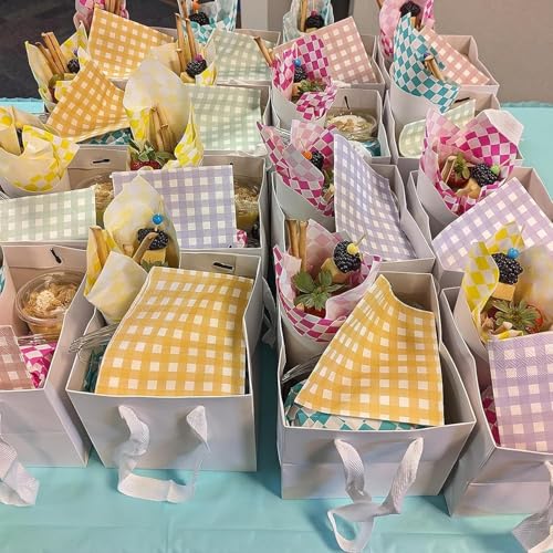 Aosric White Square Gift Bags with Tissue Paper, 4 Pack 6x6x6 Inch - color: White