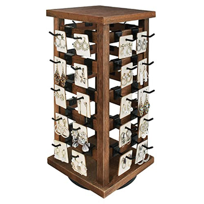 Ikee Design 5 Tiers Wood Rotating Jewelry Earring Display 42 Hooks - color: 4 side, Brown, 42 hooks