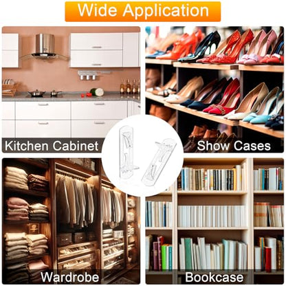 30PCS Clear Plastic Shelf Support Pegs for 3/4" Thick Wood Shelving, 5mm Peg Cabinet Shelf Clips with Self-Locking Design, Secure Kitchen Cabinet Shelf Pegs for Bookshelves and Storage Organizers