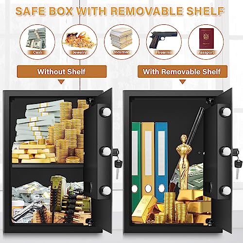 [3.3Cub] Large Home Safe Box with Fireproof Waterproof Bag, 19.7" Tall Safe - size: 3.3 Cub