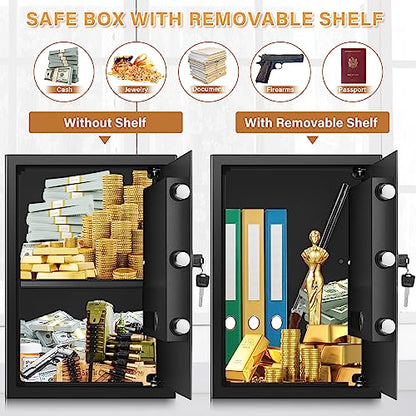 [3.3Cub] Large Home Safe Box with Fireproof Waterproof Bag, 19.7" Tall Safe - size: 3.3 Cub