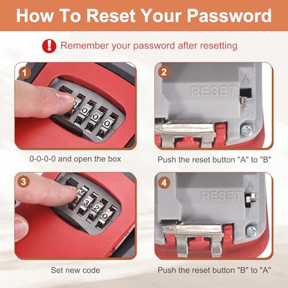 PATIKIL Key Lock Soft Box with Code, (4.7 x 3.9 Inch, Red), Resettable Combination Lockbox Portable Key Storage Box with Wall-Mounted Bracket, Suit - for Home Entrance/Garage/Warehouse - color: Red