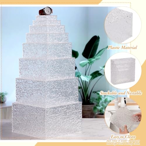 Geelin 8 Pack Acrylic Buffet Display Risers for Food Jewelry,Clear,Wave - color: Clear, style: Wave