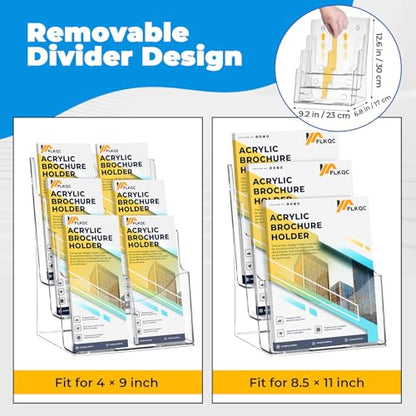 2Pcs Acrylic Brochure Holder 8.5 x 11, 3 Tier Brochure Display Stand - size: 2 Pack 3 Tier 8.5x11"