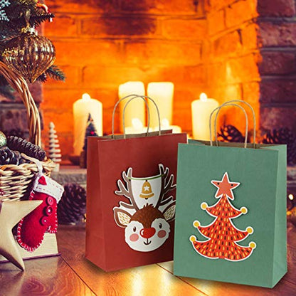 BagDream Kraft Paper Bags with Handles 10x5x13 Inch Red 50 Pack Bulk - color: Red