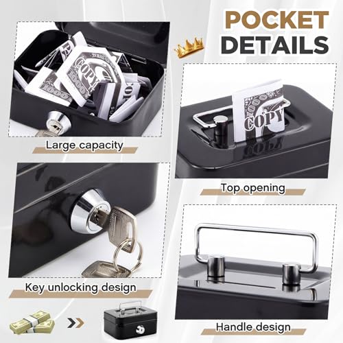 Reallnaive Metal Box for Gambler with 2 Keys Portable Safe Casino Pocket Sized Casino Cash Drop Box Metal Bank Stops the Addictive Urge