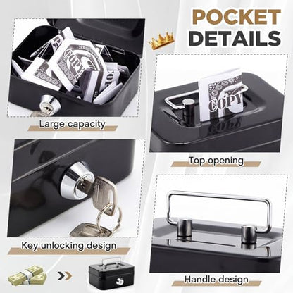 Reallnaive Metal Box for Gambler with 2 Keys Portable Safe Casino Pocket Sized Casino Cash Drop Box Metal Bank Stops the Addictive Urge