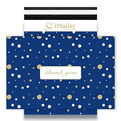 100 Count - 12 x 15.5 inch Poly Mailer Envelope Thank You Blue Polka Dot Mailing Shipping Bags-Self Seal - color: Blue Polka Dot, size: 12" x 15.5"