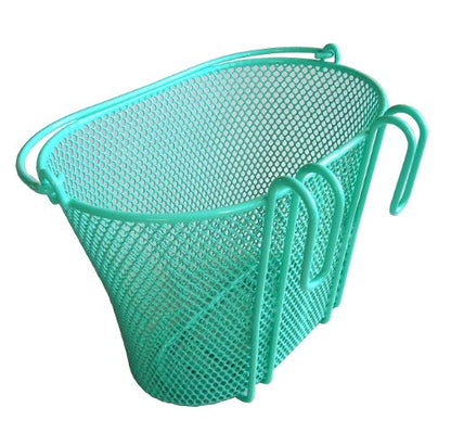 Basket with Hooks, Front, Removable, Wire mesh Small, Kids Bicycle Basket - color: Green