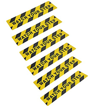 ONTWIE 6 Pack Watch Your Step Sticker, 6in x 24in Watch Your Step Sign - size: 6" x 24" / 6 pieces
