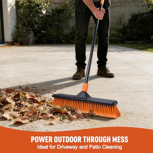 CLEANHOME 18" Push Broom Outdoor Heavy Duty for Garages,Driveways and Decks