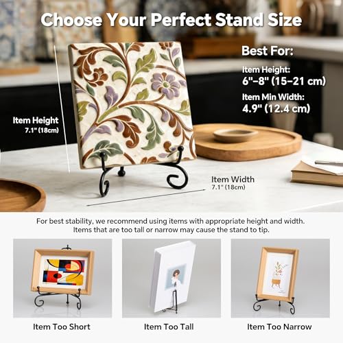 Artliving Plate Stands for Display, 6 Inch Black Iron Easel Plate Display Photo Holder Stand, Displays Picture Frames, Decorative Plates, Tablets and Art (4 pack) - size: 6 inch (4 pack)