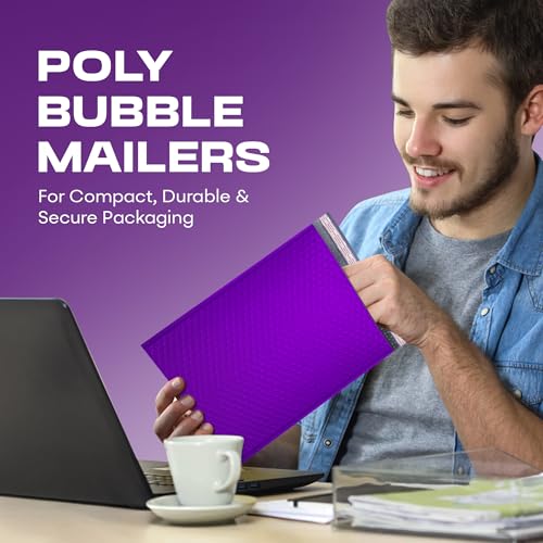 Purple Bubble Mailers 4x8, Self Seal Poly Padded Envelopes #000, 500 Pack - color: Purple, size: 4"x8" / 500 Pack