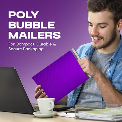 Purple Bubble Mailers 4x8, Self Seal Poly Padded Envelopes #000, 500 Pack - color: Purple, size: 4"x8" / 500 Pack