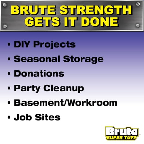 Brute Super Tuff 42 Gallon Contractor Bags, 2.0 Mil, Black, Unscented, 20ct - size: 20 Count (Pack of 1), style: Contractor (42 Gallon)