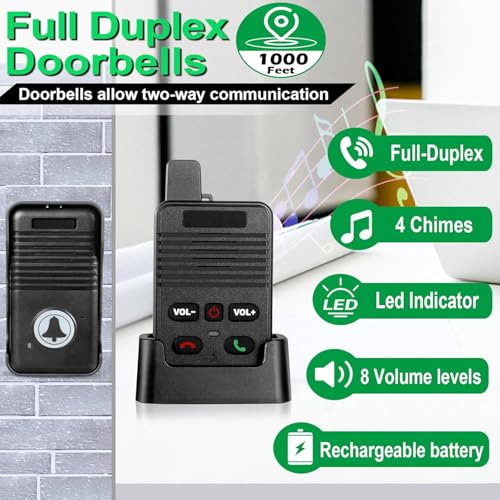 Doorbells, Full Duplex Intercom Long Range Wireless Door Bell - size: 1Transmitter+2 Receiver