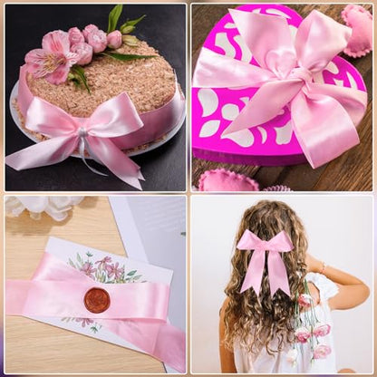woric Pink Satin Ribbon 1 1/2 Inch 60 Yards Light Pink Bows Ribbon - color: Light Pink
