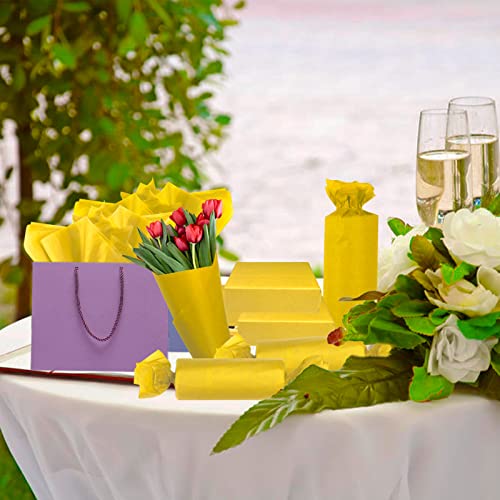100 Sheets Yellow Tissue Paper Artdly 14 x 20 Inches Yellow Wrapping Paper Bulk for Weddings Birthday DIY Project Christmas - color: Yellow, size: 14x20 Inch (Pack of 100)