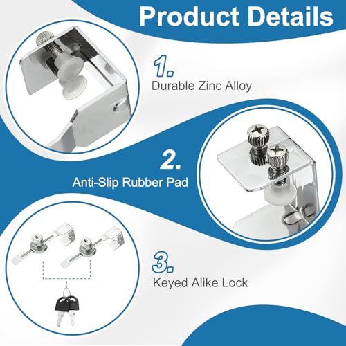 1.3" Luminous Sliding Glass Door Ratchet Lock Fit 0.79-1.18" Silver - color: Silver, size: 1.3"
