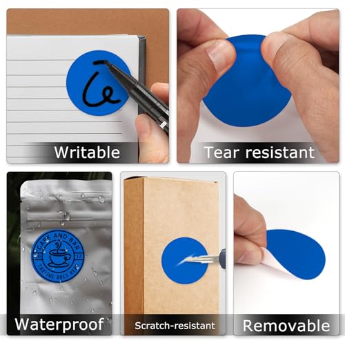 Blue Round Stickers 2 Inch Waterproof Vinyl Coding Labels 200 PCS - color: Blue