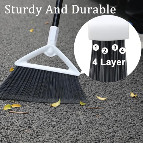 Heavy Duty White Angle Broom with Long Handle - 2 Pack - color: 2pack White