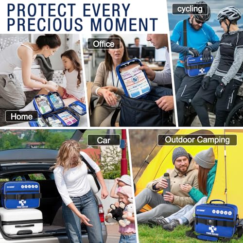 520 PCS Advanced First Aid Kit – Large 6-in-1 Modular Waterproof Well-Organized Emergency Kit for Home, Car, Travel, Camping, Boat & Outdoor
