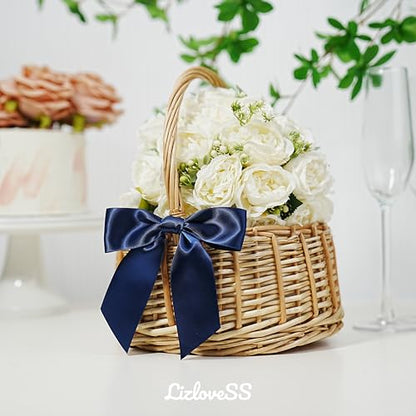 Navy Blue Satin Ribbon Twist Tie Bows 5 Inch 36 Pack - color: Navy Blue