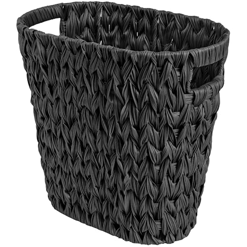 GRANNY SAYS Wicker Trash Can, Wicker Waste Basket for Bathroom, Black - color: Black, size: Rectangular - 13"L x 7½"W x 12¼"H
