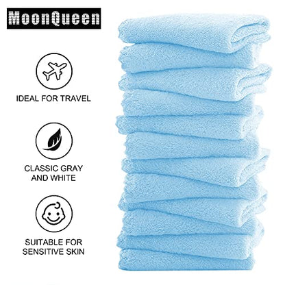 MOONQUEEN Microfiber Facial Cloths Fast Drying Washcloth 12 Pack - Premium Soft Makeup Remover Cloths - Aquamarine - color: Aquamarine, size: 12x12 Inch (Pack of 12)