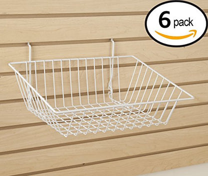 Econoco Multi-Fit Sloping Wire Baskets, Set of 6, White - color: White Finish